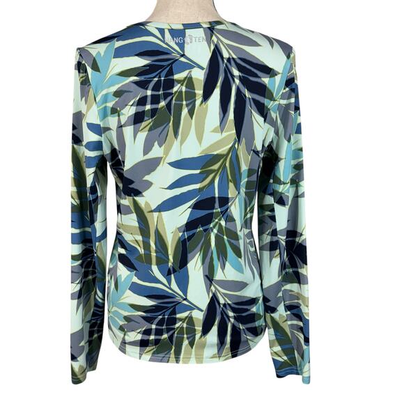 Hang Ten Medium Rashguard Swim Top UPF 50+ Quick-Dry Long Sleeve Leaf Print Crew - Picture 3 of 9